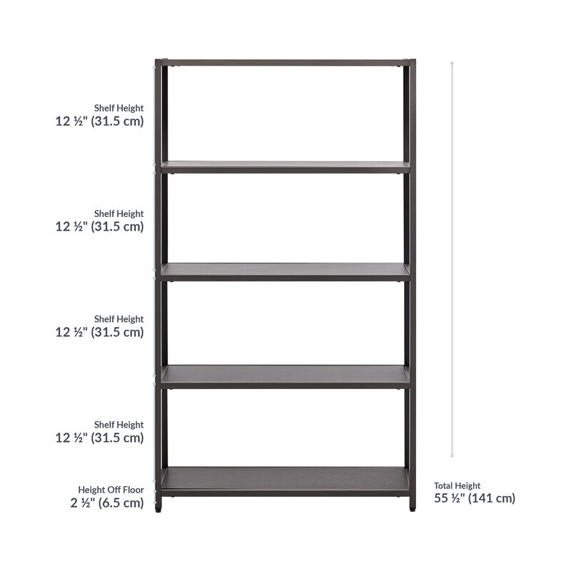 5-tier shelf in black finish with measurements image number null