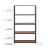 5-tier shelf in walnut finish with measurements