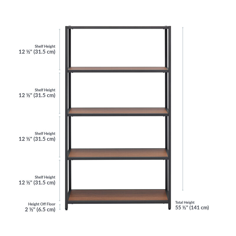 5-tier shelf in walnut finish with measurements image number null