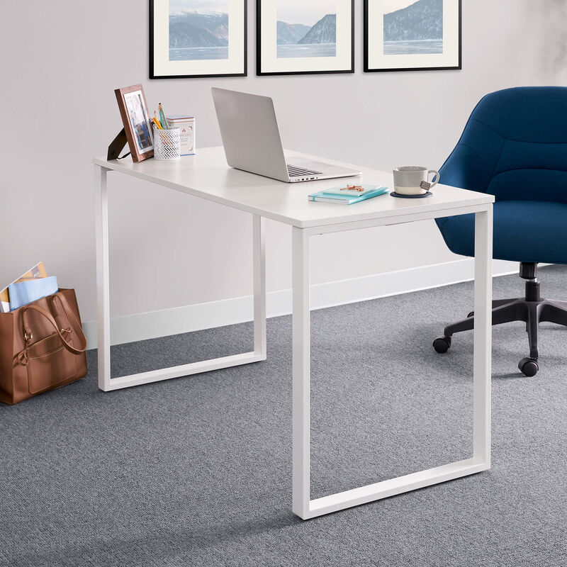 Essential Desk 48x24 Two Leg in ash wood in office setting image number null
