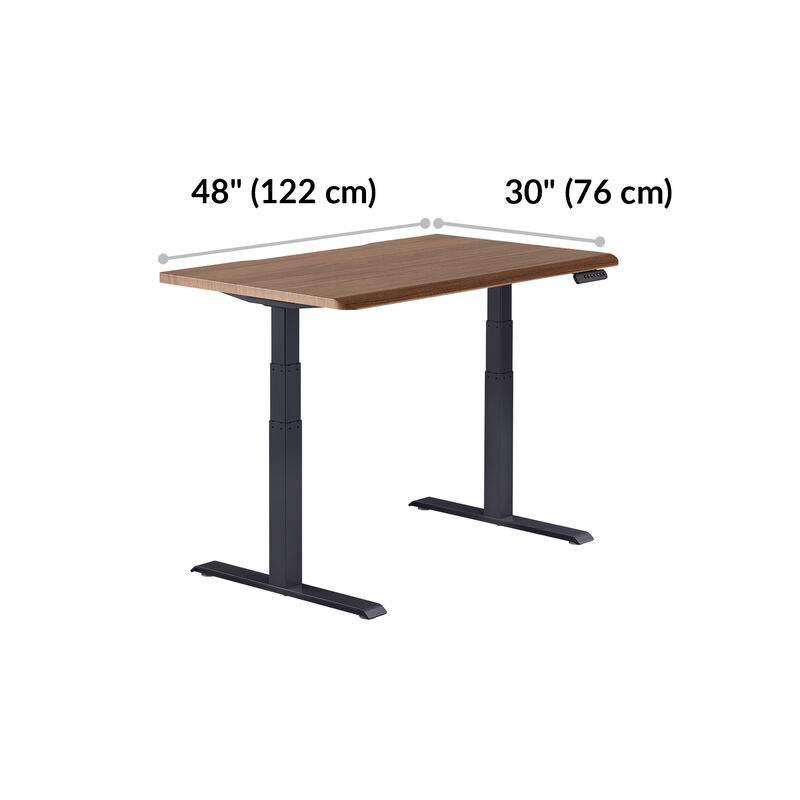 Electric Standing Desk with ComfortEdge in 48x30 walnut with black legs is 30 inches deep and 48 inches wide image number null