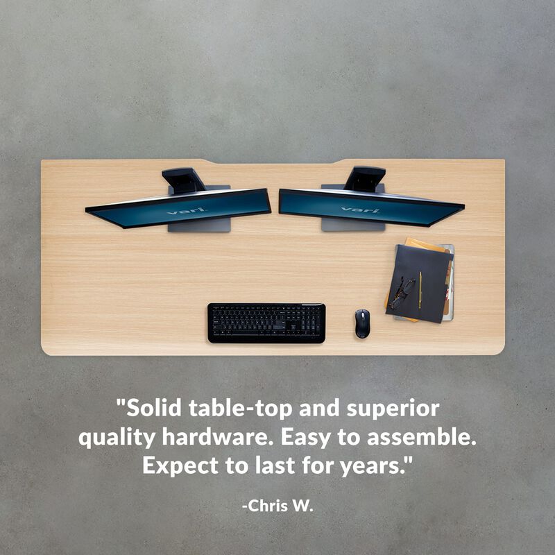 solid table top and superior quality hardware easy to assemble expect to last for year by chris w. under an overhead view of the desk image number null