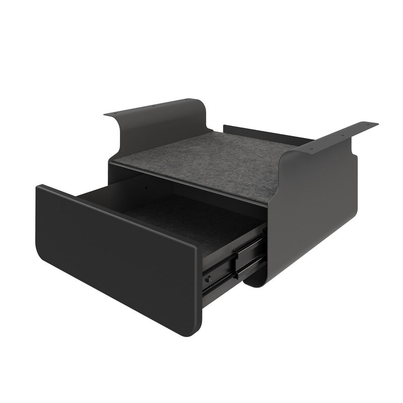 angle view of drawer open on the undermount storage in slate image number null