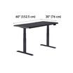Electric Standing Desk 60x30 Black base is 30 inches deep and 60 inches wide
