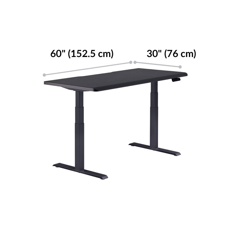 Electric Standing Desk 60x30 Black base is 30 inches deep and 60 inches wide image number null