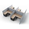 quick flex cube four pack pictured with four desks, two tables and four storage cabinets