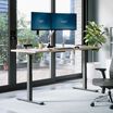 raised desk in a home office setting