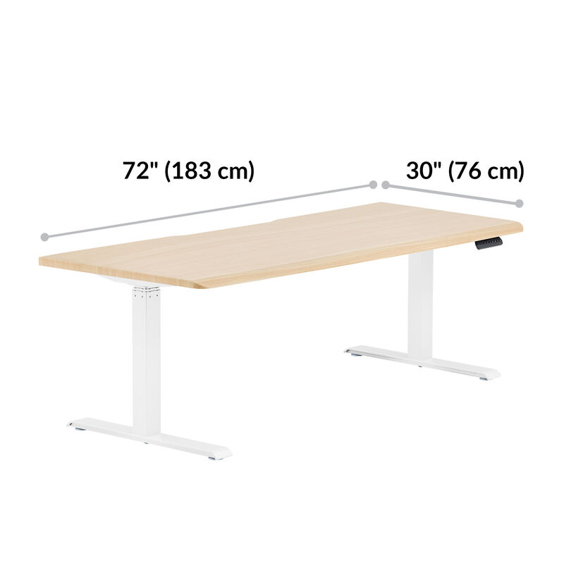 Electric Standing Desk with ComfortEdge in 72x30 light wood white is 30 inches deep and 72 inches wide image number null