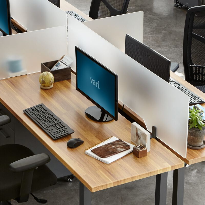 Acrylic Privacy Panel 60 in Frosted Acrylic attached to a desk in an office setting  image number null