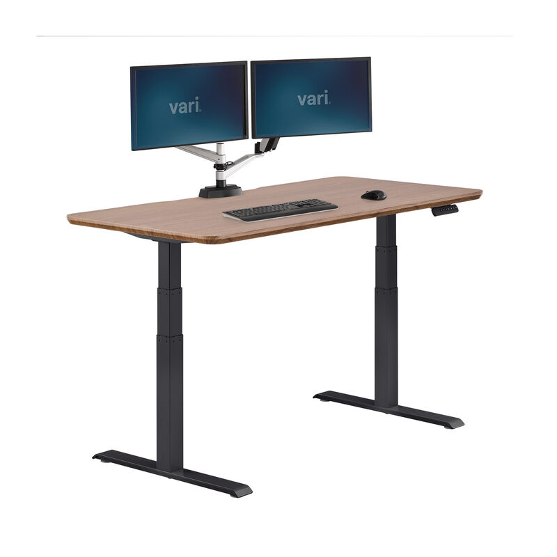 Electric Standing Desk 60x30 walnut top Black in raised position image number null