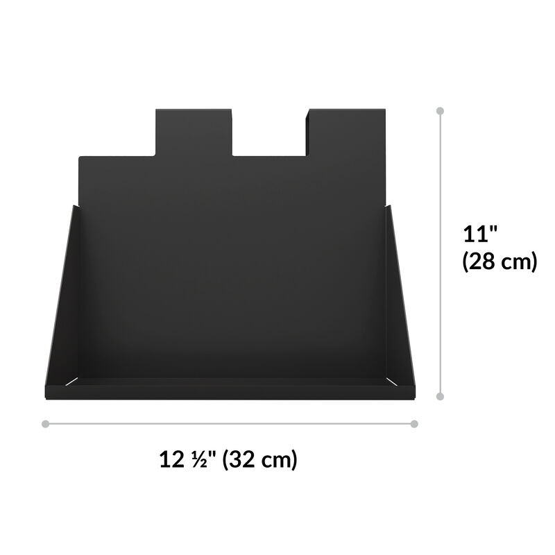 quickflex cubes hanging shelf accessory in black with measurements image number null