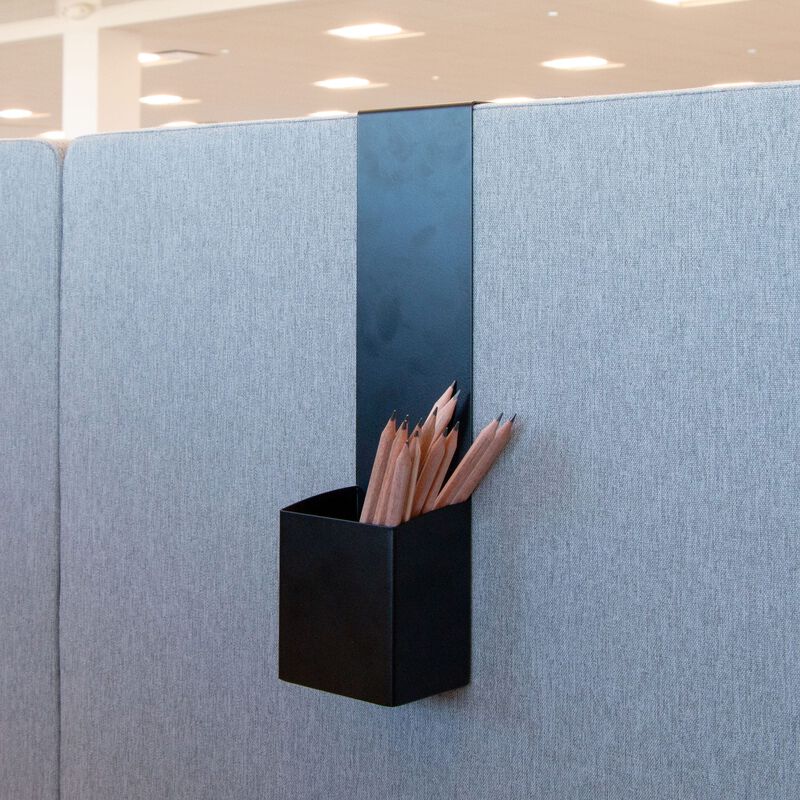 quickflex cubes pen holder accessory in black on a wall panel image number null