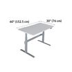 electric standing desk 60x30 discontinued on white background is 60 inches wide and 30 inches deep
