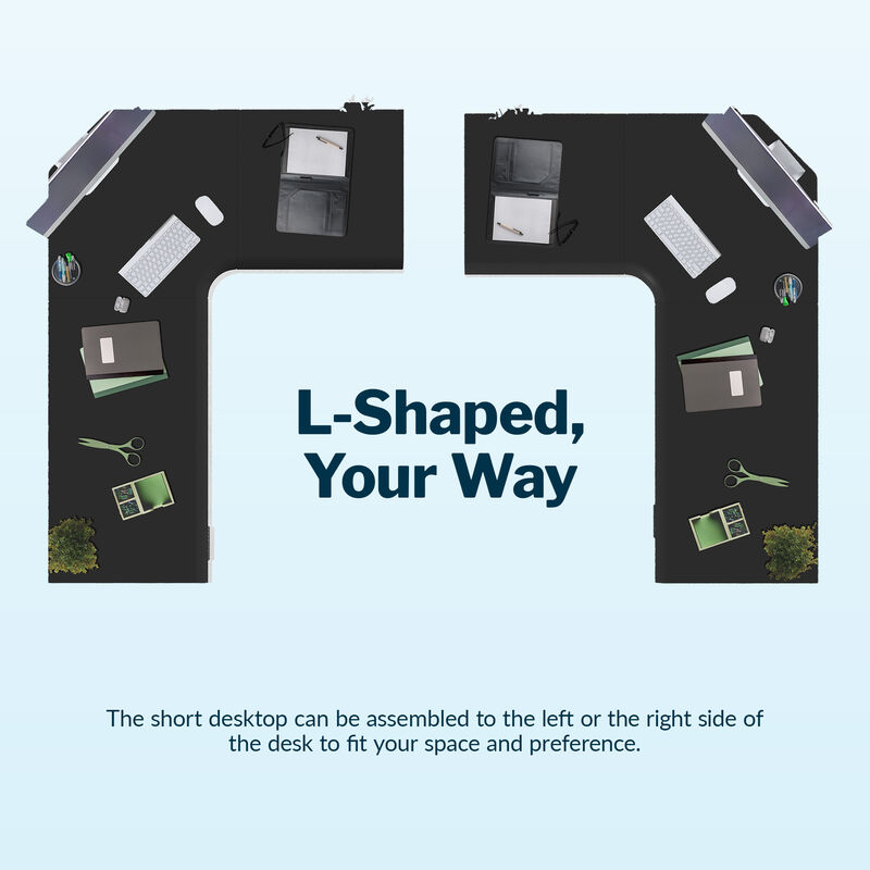 LShape 80x60 can be assembled to the left or the right side of the desk to fit your space and preference. image number null