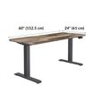 Electric Standing Desk 60 by 24 is 60 inches wide and 24 inches deep 
