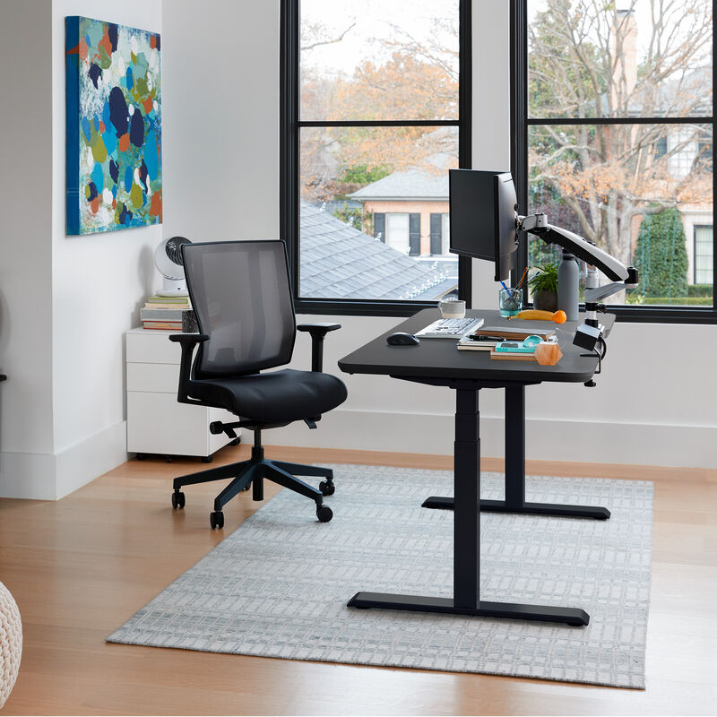 Electric Standing Desk 60x30 black in lowered position at home image number null