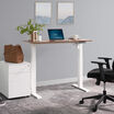 essential electric standing desk split top in raised position