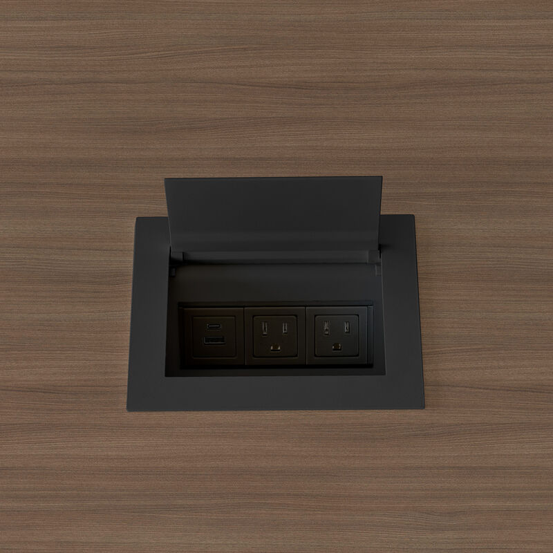 outlet ports shown from the center of the executive conference table in walnut finish image number null