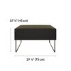 deep grey ottoman is 17 and 3 quarter inches tall and 29 and a half inches wide