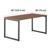 angle view of walnut table with measurements