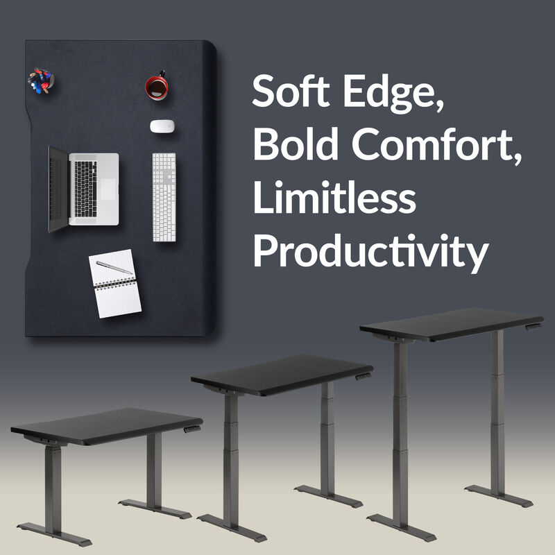 black electric standing desk offers a soft edge, enhances bold comfort, and limitless productivity image number null