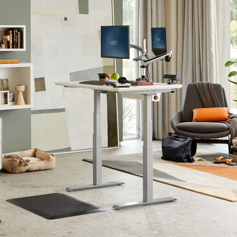 Electric Standing Desk 48x30 White in raised position at home image number null