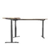 side view of the reclaimed wood finish l shape electric standing desk