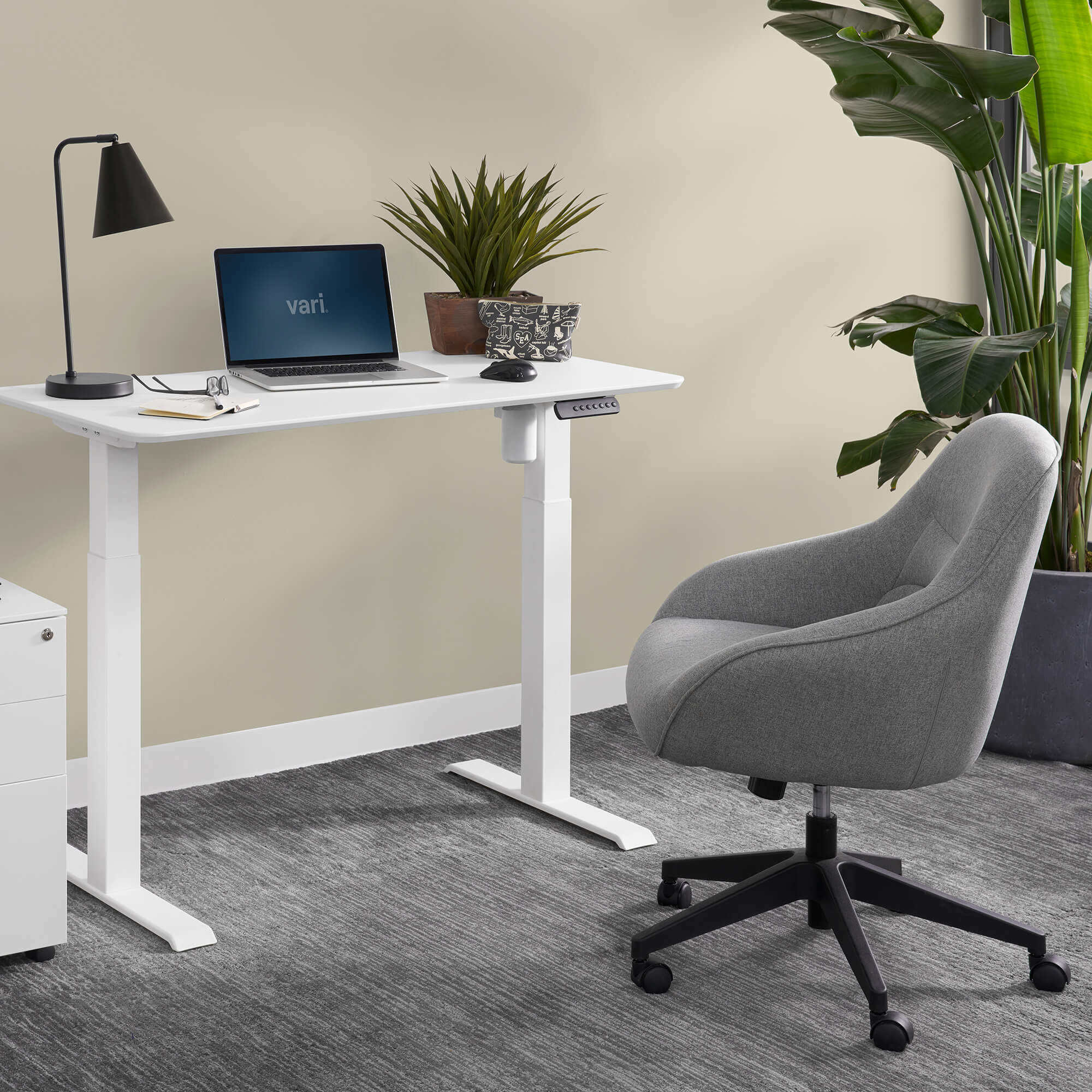 White standing desk 2025 chair