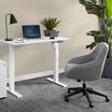 upholstered desk chair in sterling grey in office setting