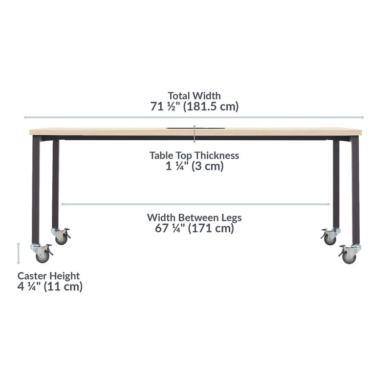light wood conference table angle view with dimensions image number null