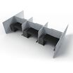 quick flex cube elevated six pack pictured with six desks and six storage cabinets