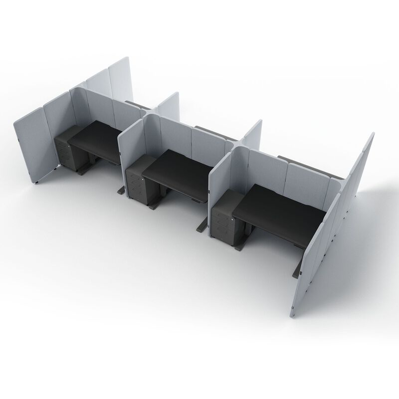 quick flex cube elevated six pack pictured with six desks and six storage cabinets image number null