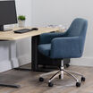 vari tempur pedic upholstered chair facing a desk in a home office