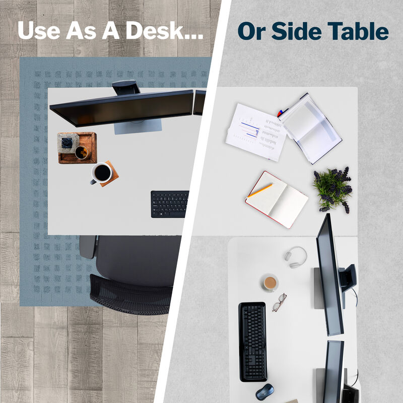 white finish electric standing desk with a white finish table return image number null