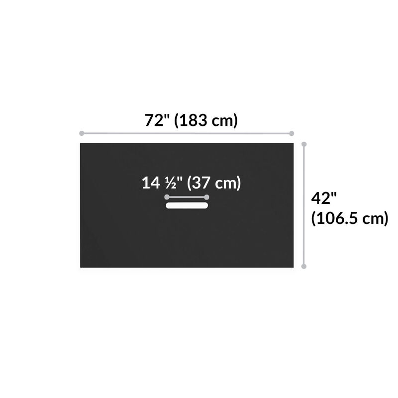 black conference table is 72 inches wide and 42 inches long.  image number null