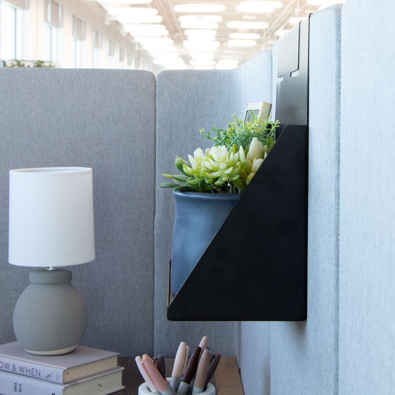 quickflex cubes hanging shelf accessory in black displayed on a wall panel at an angle image number null