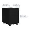 black file cabinet is twenty three and three quarters tall