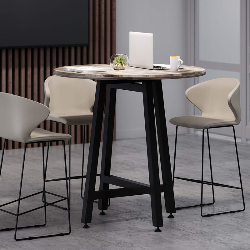 sand grey tall cafe chair around standing round table in lounge setting image number null