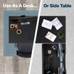 black finish electric standing desk with a black finish table return