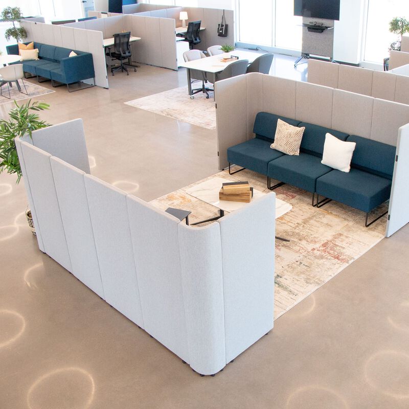 quickflex cube wall panels setup in a private, noise blocking configuration image number null