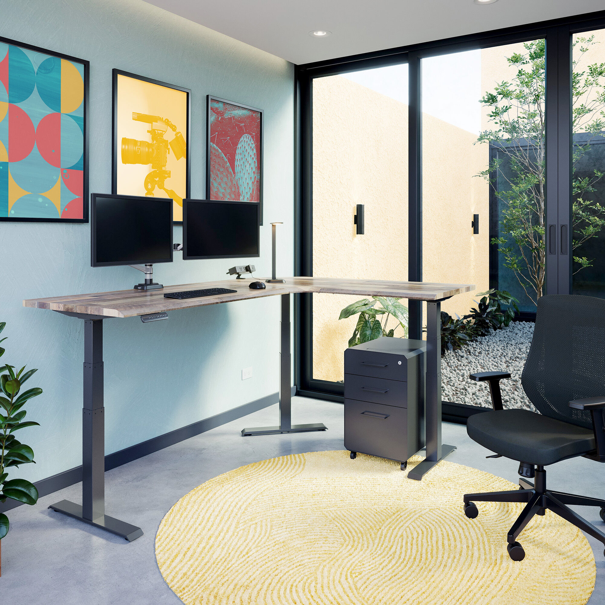 L Shape Corner Electric Standing Desk Height Adjustable Desks Vari