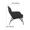 arm chair is 33 and a half inches deep and 35 and a half inches tall