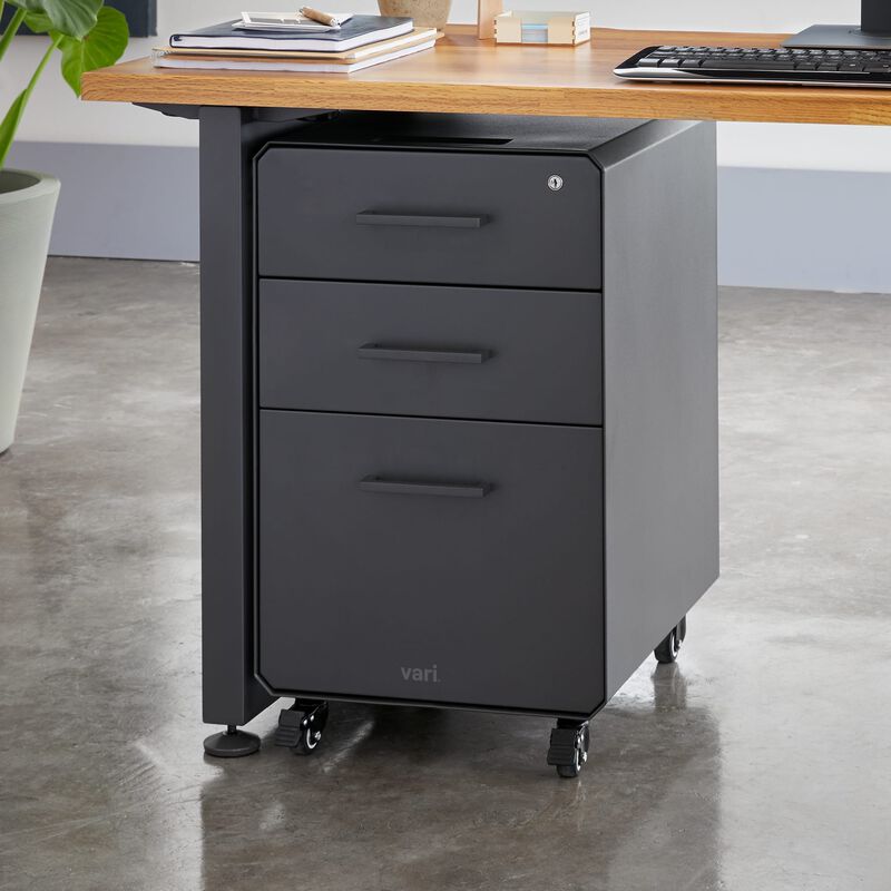 File Cabinet Slate with three drawers under desk image number null
