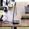 LED Task Lamp + Wireless Charger in lowered position.