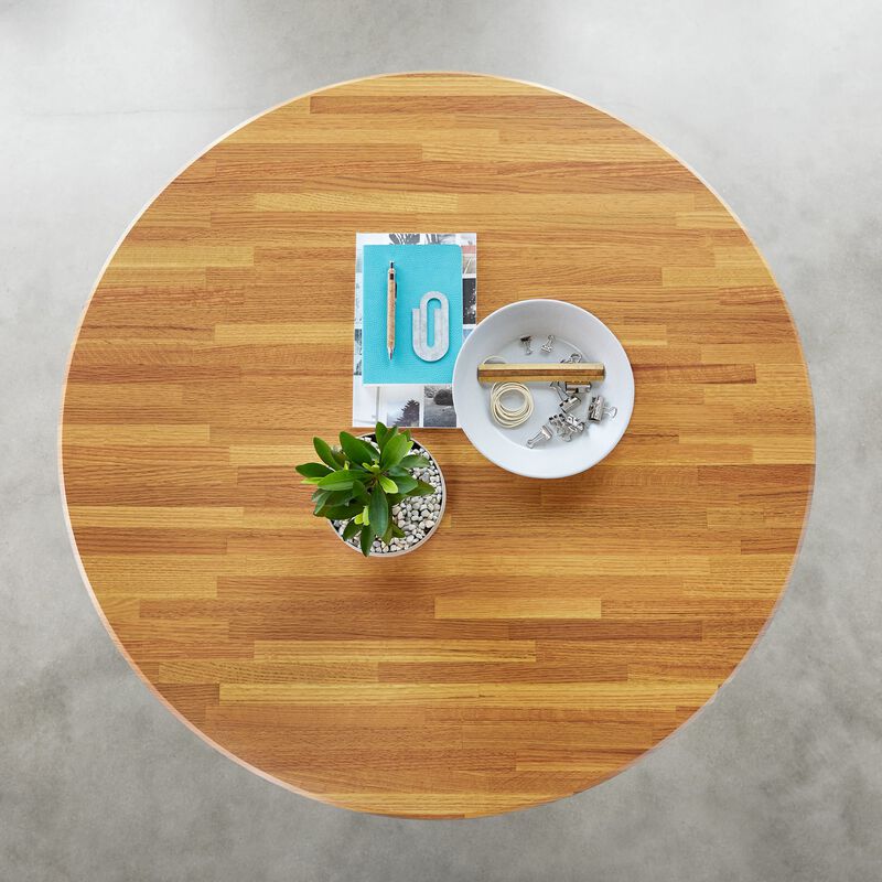 Overhead view of Standing Round Table Butcher Block in office image number null