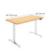 solid wood electric standing desk with a length of sixty inches and thirty inches deep