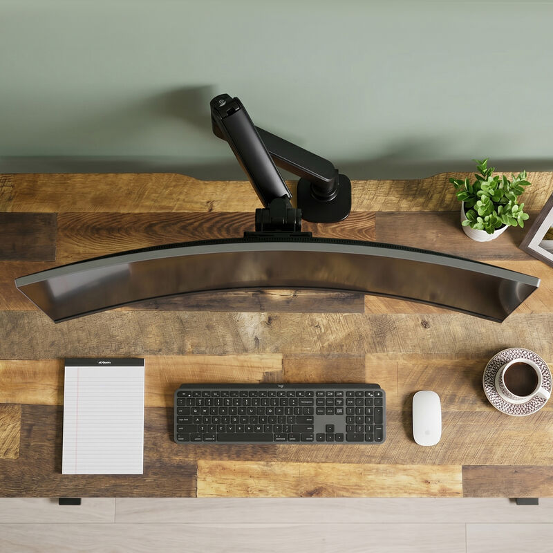 overhead shot of ultra wide monitor using ultra wide monitor arm image number null