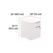 executive file cabinet is 16 inches wide, 20 inches deep, and 22 and a quarter inches tall