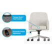vari tempur pedic upholstered chair has a tempur pedic seat cushion and a pneumatic height adjustment