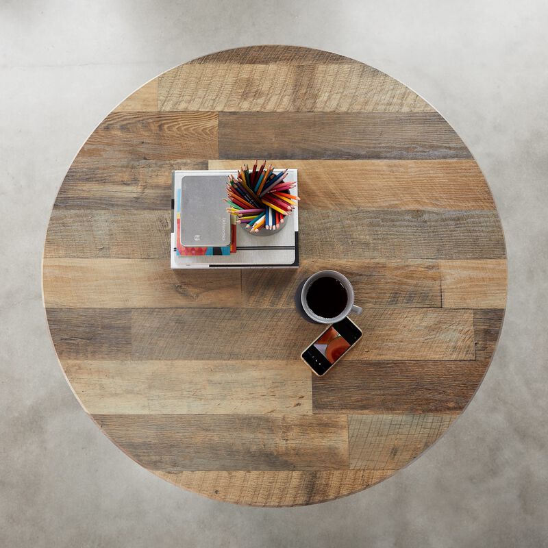 Overhead view of Round Table Reclaimed Wood image number null